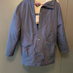 Men’s Patagonia down, drift, parka, size small, BNWT smolder blue